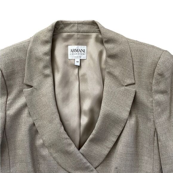ARMANI COLLEZIONI Wool Silk Blend Blazer Jacket Size 10 Tan - Picture 3 of 8